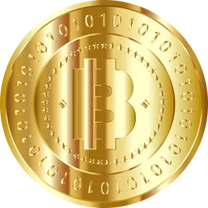 Golden Bitcoin Representation PNG Image