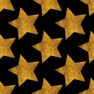 Golden Black Star Pattern PNG image with transparent background