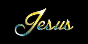 Golden Blue Jesus Text Graphic PNG image with transparent background