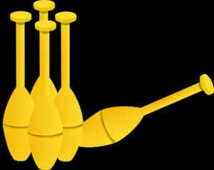 Golden Bowling Pinsand Ball PNG image with transparent background