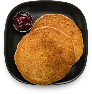 Golden Brown Pancakeswith Jam Side Dish PNG Image