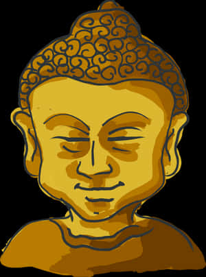 Golden Buddha Head Illustration PNG with transparent background