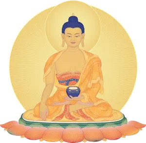 Golden_ Buddha_ Meditation_ Illustration PNG Image