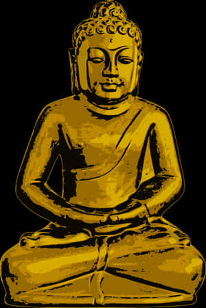 Golden Buddha Statue Illustration PNG with transparent background