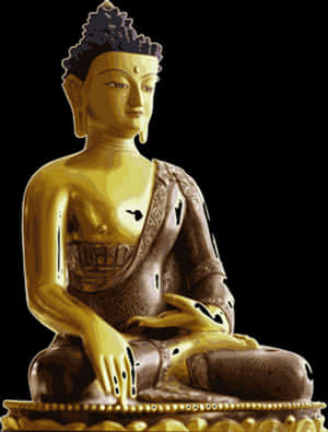 Golden Buddha Statue Meditation PNG image with transparent background
