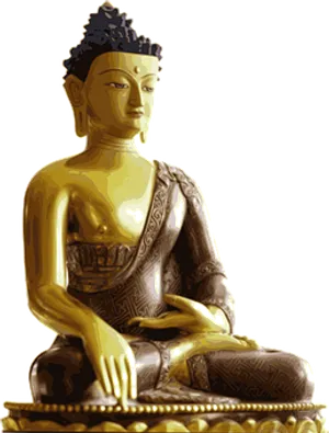 Golden Buddha Statue Meditation PNG Image