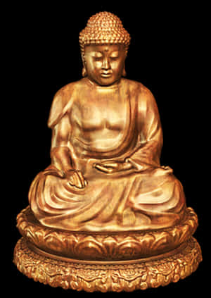 Golden Buddha Statue Meditation Pose PNG image with transparent background