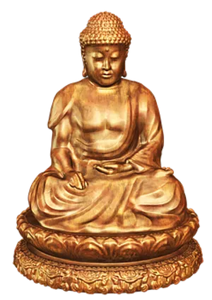 Golden Buddha Statue Meditation Pose PNG Image