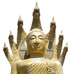 Golden_ Buddha_ Statue_with_ Naga_ Protector PNG Image