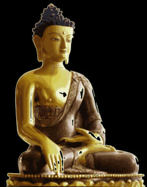 Golden_ Buddha_ Statue PNG with transparent background