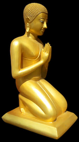 Golden Buddha Statuein Meditation Pose PNG image with transparent background
