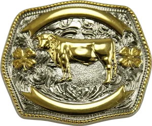 Golden Bull Western Belt Buckle PNG Image
