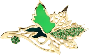 Golden Butterfly Broochwith Green Enamel PNG Image