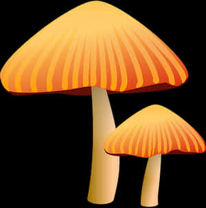 Golden Capped Mushrooms Illustration PNG image with transparent background