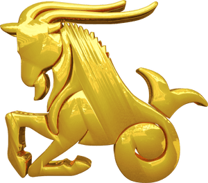 Golden Capricorn Sculpture PNG image with transparent background