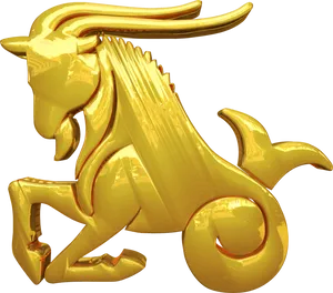 Golden Capricorn Sculpture PNG Image