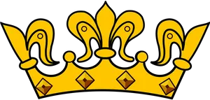 Golden Cartoon Crown Transparent Background PNG Image