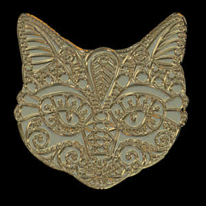 Golden Cat Mask Filigree Design PNG image with transparent background