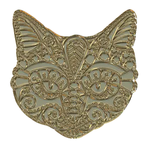 Golden Cat Mask Filigree Design PNG Image