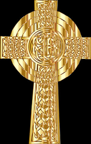 Golden Celtic Cross Design PNG image with transparent background