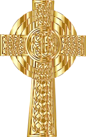 Golden Celtic Cross Design PNG Image