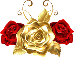 Gold And Red Roses Png Clip Art Image - Gold And Red Roses, Transparent Png PNG image with transparent background