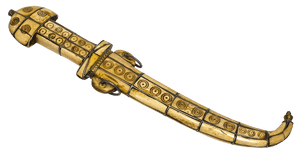 Golden Ceremonial Dagger Artifact PNG image with transparent background