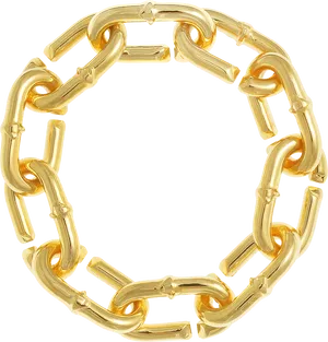 Golden Chain Links Circle PNG Image