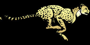 Golden Cheetah Silhouette PNG image with transparent background