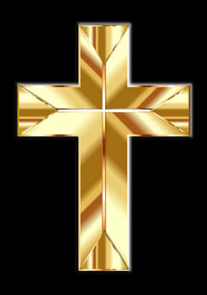 Golden Christian Cross PNG image with transparent background