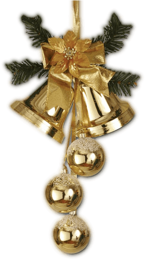 Christmas Ball With Christmas Bell - Bells Christmas Gold Png Hd, Transparent Png PNG image with transparent background