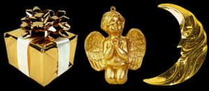 Golden Christmas Decorations PNG image with transparent background