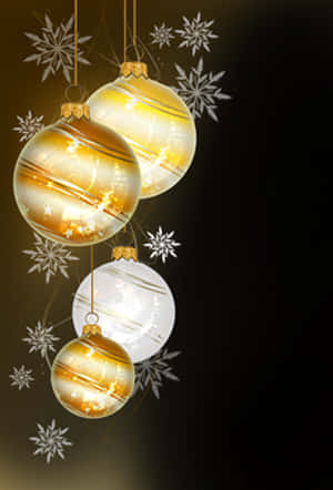 Golden Christmas Ornaments PNG image with transparent background
