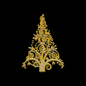 Golden Christmas Tree Design PNG image with transparent background