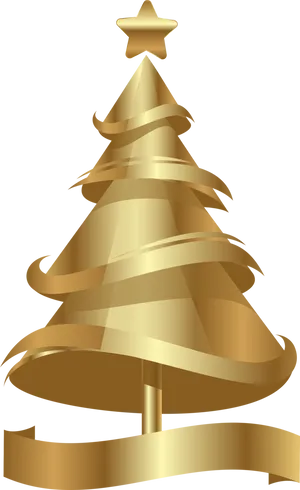 Golden Christmas Tree Graphic PNG Image