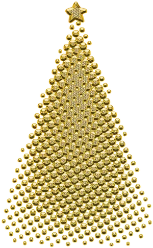 Golden Christmas Tree Ornament Design PNG Image