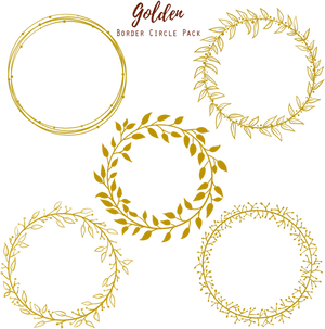 Golden Circle Borders Vector Pack PNG Image