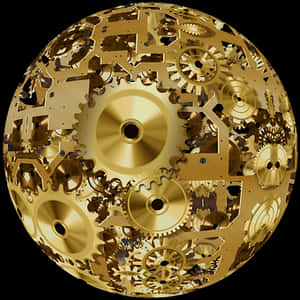 Golden Clockwork Sphere PNG image with transparent background