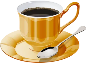 Golden Coffee Cup Vector Illustration PNG Image