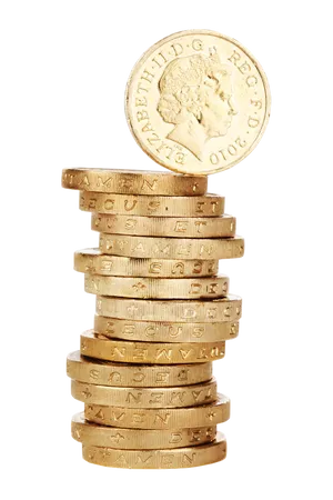 Golden Coins Balanced Stack PNG Image