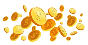 Golden_ Coins_ Cascade_ Illustration PNG Image