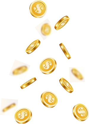 Golden Coins Falling Background PNG Image