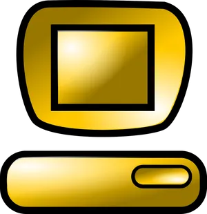 Golden Computer Monitor Icon PNG Image