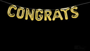 Golden Congrats Balloons Banner PNG image with transparent background
