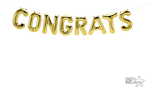 Golden Congrats Balloons Banner PNG Image