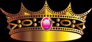 Golden Crownwith Precious Gem PNG image with transparent background