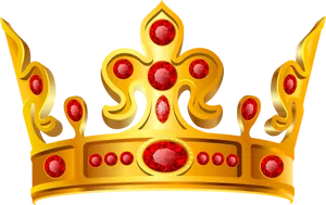 Golden Crownwith Red Gems Transparent Background PNG Image