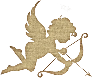 Golden Cupid Silhouette PNG Image