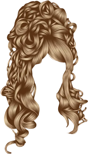 Golden_ Curly_ Hair_ Illustration PNG Image