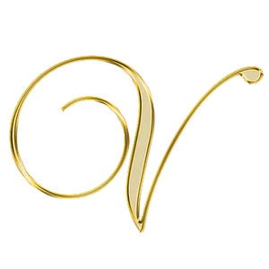 Golden Cursive Letter V PNG Image